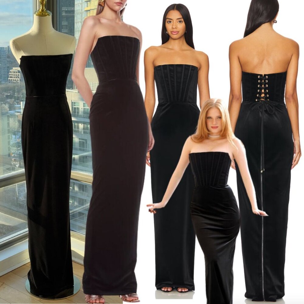 🆕 BRONX & BANCO 🧿 NWOT Florentina Corset Gown, Black Velvet, Sz S US 4